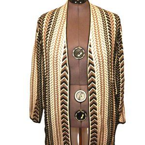 Isaac Mizrahi Live! XL Long Sleeved Herringbone Knit Cardigan w/ Optional Belt